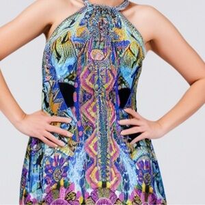 Multicolor Halter Bohemian Neck Dress